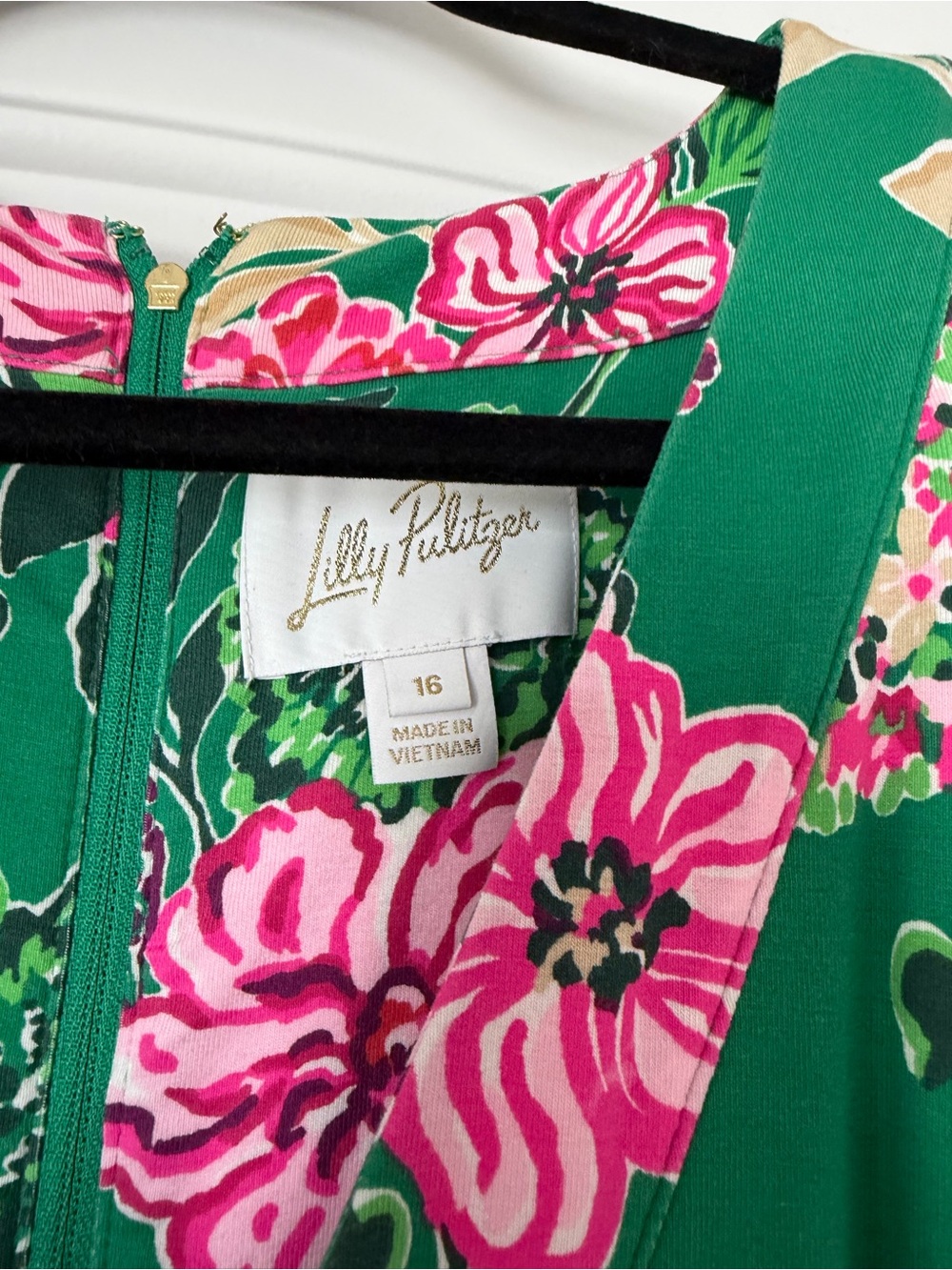 Lilly Pulitzer Roselle Maxi Dress Green & pink sz 16 - Picture 4 of 4